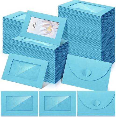 Uiifan 300 Pcs Window Gift Card Envelopes 4x2.8 Inch,Lake Blue by Uiifan