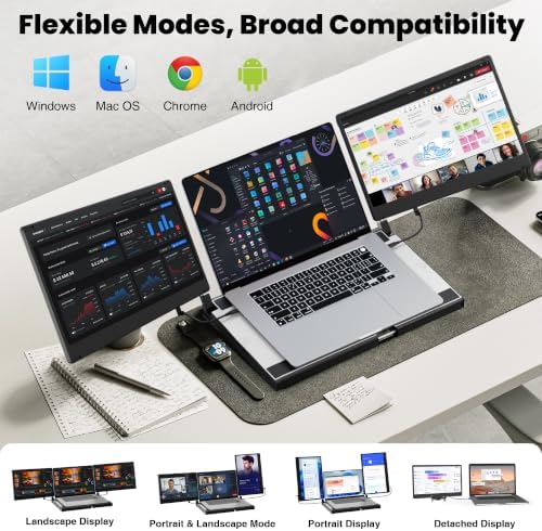 CIDETTY Upgraded Laptop Screen Extender Portable Monitor, 14" 1080P FHD IPS Screen,Monitor Extender for Laptop,Fit for 13-17" Laptops, Plug & Play Compatiable with Wins/Mac/Android/Switch - Image 4