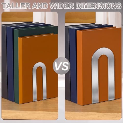 Chunful 10 Pcs Sliver Metal BookEnds Shelves, 7.5 x 5.75 x 3.5 in - Image 4