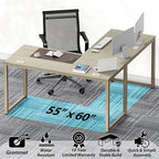 SHW 55 x 60 Commercial-Grade L-Shape Corner Office Computer Desk, Maple - Image 4
