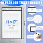 Feifeiya 10 Pack 11 x 17 Inch Job Ticket Holders, Dry Erase Pockets, Clear Paper Sleeves, Shop Ticket Holders, Writable and Erasable Document Cover, Transparent Pocket Cover(Black) - Image 2