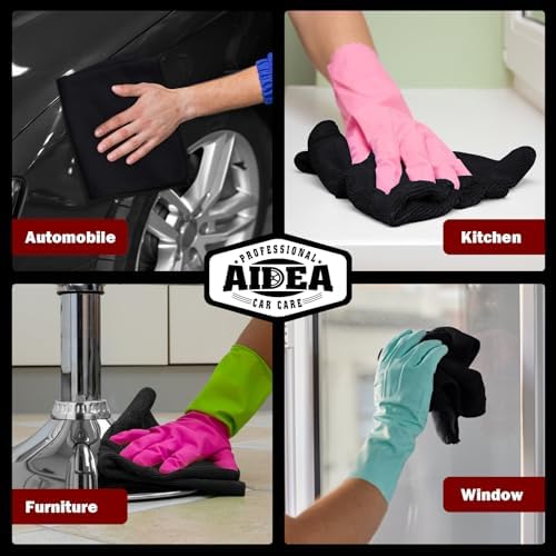 AIDEA Microfiber Cleaning Cloth Black 150PK,Cleaning Rags Shop Towel 12×12" - Image 5