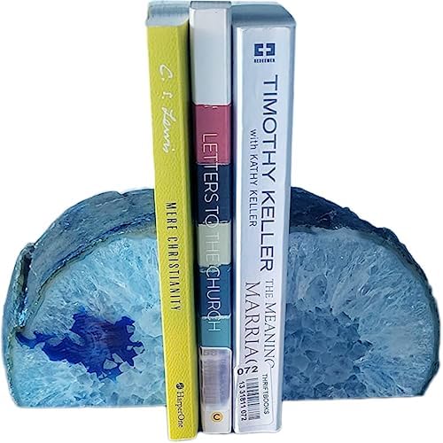 JIC Gem Blue Agate Geode Bookends Heavy Duty Hippo bookends 1 Pair 3-4Lbs - Image 3