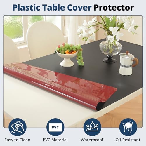 OstepDecor 24 x 72 in Black Table Protector 1.5mm Thick Plastic Table Cover - Image 4