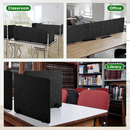 Buryeah 3 Pcs Desk Divider Desk Partition 23.6 x 47.2, 23.6 x 23.6 Stand up Freestanding Cubicle Privacy Panel Reducing Noise Visual Distraction Divider for Office Home School(Deep Gray) - Image 6