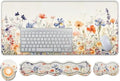 Keyboard Wrist Rest and Mouse Pad Set,31.5x11.8 Inches Desk Mat,Waterproof Non-Slip Ergonomic Wrist Support for Pain Relief,Extended Desk Protector for Office Home Gaming,Wildflower Pattern by Unknown