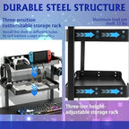 2-Tier Clamp on Desk Shelf, Dual-purpose Desk Organizer (Used on or Under Desk Storage), Desk Shelf Clamp with Hooks and High Load-bearing capacity, Suitable for Office Desk, Gaming Accessories - Image 6