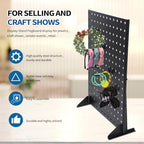 2Pcs Metal Pegboard Display Stand with 24 Peg Hooks for Craft Shows & Fairs,Black Jewelry Retail Display Rack for Selling Accessories,Display Stands for Earring,Pin Stands,Retail Vendors(16*12inch) - Image 5