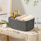 MiniArk Small Storage Baskets for Organizing | Closet Organizer Bins | Shelf Toy Basket | Woven Rope Baskets | Cube Decorative Box | Shallow Basket | 11.5x7.5x4.7” | 4 Packs Dark Gray - Image 3