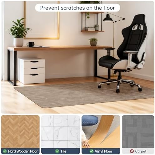 Office Chair Mat for Hardwood Floor, 48" x 30" Desk Computer Chair Mats for Hard Wood, Anti-Slip Easy Glide Rolling Floor Protector Mat, Dark Brown - Image 3
