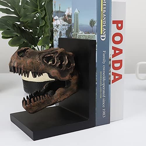 Tyrannosaurus Rex T-Rex Skull Bookend Decorative Book Decor,Home Decorative Resin Bookshelf,Paper Weights, Book Ends,Bookend Supports, Book Stopper,Desk Decor,Dinosaur Head Faux Taxidermy - Image 3