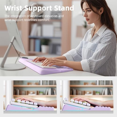 Ospelelf Keyboard Wrist Rest Pad, Comfy Ergonomic Keyboard Stand Riser Holder, Computer Wrist Support Cushion forTyping, Purple - Image 4