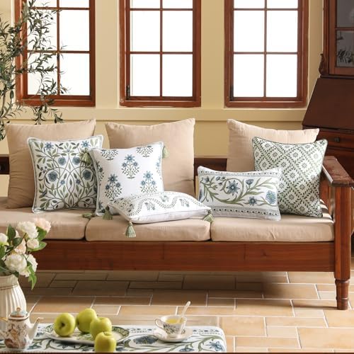 ISAENNE Designer Linen Throw Pillow Cover,Set of 2,20"x12"-Mosella D - Image 3