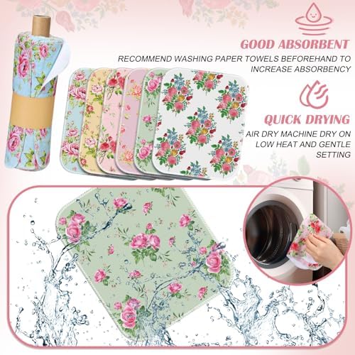 36 Pack Reusable Kitchen Cloths Cotton Towel, Countryside Flowers - Image 3
