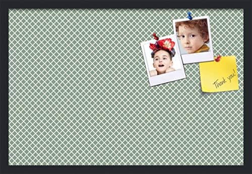PinPix 27x18 inch Cork Bulletin Board. This Decorative Framed Pin Board Comes with Diamond Pattern in Nile Green Design and Satin Black. Ideal for Home, Office Decor or School (PinPix-380) by PinPixBulletinBoards