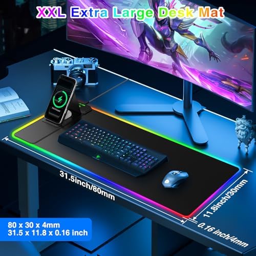 RGB Gaming Mouse Pad with Magnetic Wireless Charging & Foldable Phone Stand - Image 5