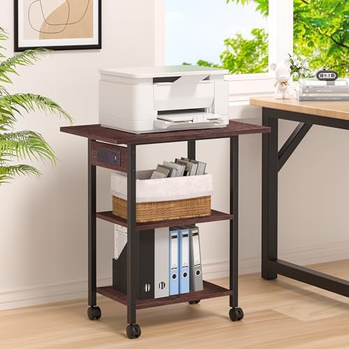 Lerliuo 3-Tier Printer Stand with Charging Station, Rolling Printer Table - Image 3