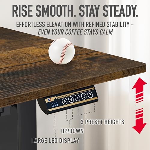 SHW 40 x 22 Inches Electric Height Adjustable Stand Desk, Rustic Brown - Image 7