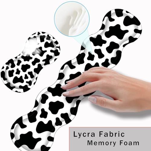 Keyboard Wrist Rest and Mouse Pad with Wrist Support Set Ergonomic Coaster,Memory Foam,Easy Typing Pain Relief,Large XL Desk Mat 31.5"x 11.8",Cow Print - Image 5