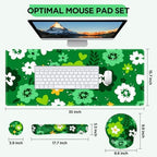 AIMSA Keyboard Mouse Pad Wrist Rest Set, Large Gaming Mouse Desk Pad with Wrist Support Ergonomic Design, 4 in 1 Mousepad for Home Office, Green Flowers - Image 7