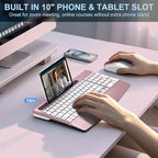 Rechargeable Silent Wireless Keyboard and Mouse Combo, Ergonomic Wrist Rest & Phone Tablet Holder, USB-C Adapter Included, 2.4G Lag-Free Cordless Set for Windows Mac Laptop PC Home Office (Rose Gold) - Image 7