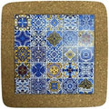 Portugal Azulejo Tiles, Ethnic Portugese Ceramic Tiles - Cork Trivets - Home & Wall Decorations (7.8 Inch - 20cm) (Portugal in 25 Multicolor Azul) by GOLDTON