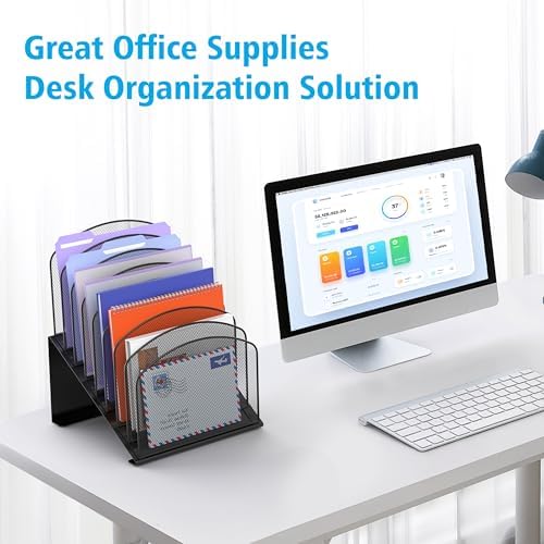 Delifox Inclined Desk File Organizer, 8-Section, Black - Image 6