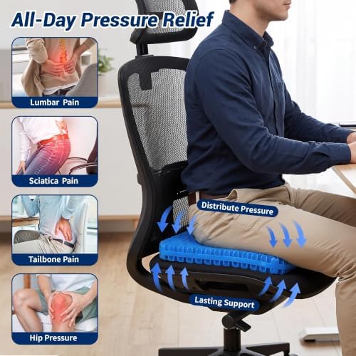 Gel Seat Cushion for Office Chair, Car Seat, XX-Large, Black - Image 4