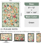 DUKINO 9x12 Area Rug for Living Room, Floral Washable Rug Non Slip, Green - Image 2