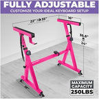 Liquid Stands Piano Keyboard Stand w/ Wheels - Z Style Adjustable and Portable Heavy Duty Music Stand for Kids and Adults - Fits 54-88 Key Electric Pianos - Sturdy Rolling Musical Keyboard Stand Pink - Image 2