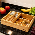 2-Tier Drawer Organizer Kitchen Utensil Silverware Drawer Organizer, cutlery Silverware Tray for Drawer , Bathroom dressing table Makeup drawer organizer box tool Stationery Cosmetics Storage Box - Image 5