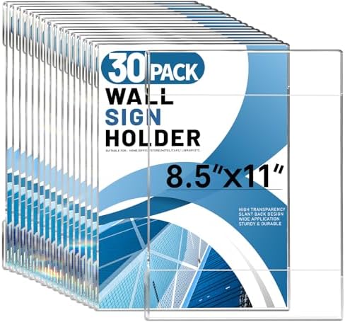 Aheroi Acrylic Sign Holder 8.5x11 Wall Mount, Wall Sign Flyer Holder 30Pcs by Aheroi