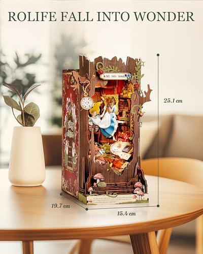 Rolife DIY Book Nook Kits Fall into Wonder, Fairy Tale Bookend Wooden 3D Puzzles for Bookshelf Decor, DIY Miniature House Building Kit for Adults, DIY Crafts/Surprised Gifts for Teens & Book Lovers - Image 3