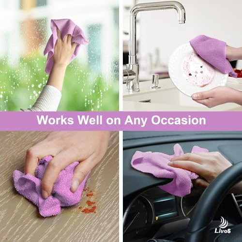 LIVOS Microfiber Cleaning Cloth Roll - 80 Pack, Reusable Paper Towels Purple Tear Away Towels, Microfiber Towels for Cars, Super Absorbent Lint Free Cleaning Rags for House,Kitchen,Window-11.5"x11.5" - Image 7