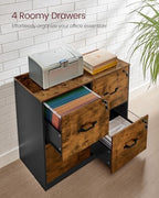 VASAGLE 4-Drawer Lateral File Cabinet, Compact, Locking, Printer Stand - Image 4