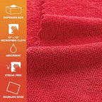 Arkwright Smart Rags Microfiber Cleaning Cloths Bulk, Case of 400, Lint Free 180 GSM Reusable Towels for Auto, Office and Household Cleaning, 12 x 12 in, Red - Image 2