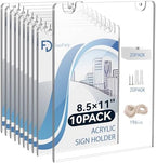 Daofary Acrylic Wall Sign Holder 8.5 x 11, 10 Pack Wall Mount,3-Way Install by Daofary