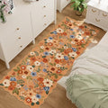 DUKINO 2.6x8 Runner Rug, Floral Washable Kitchen Rugs Non Slip, Orange by DUKINO
