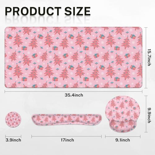 Britimes Keyboard Mouse Pad Set, 4 in 1 Desk Mat Set, Snowflakes Winter - Image 2