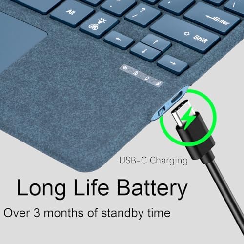 mobee Keyboard for Microsoft Surface Pro Copilot+ (11th Edition) / Pro 11/10 / 9/8 / X, 13 inch, Detachable Type Cover with Touchpad, Pen Holder (Sapphire) - Image 4