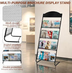 4-Tier Magazine Stand, 24.8'' Wide Iron Brochure Holder, Metal Newspaper & Literature Display Rack for Office, Waiting Room, Lobby, Classroom & Retail Store - Image 7