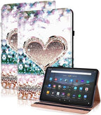 Case for Amazon Kindle Fire HD 10 & 10 Plus Tablet (13th/11th Generation, 2023/2021) 10.1" - PU Leather Flip Case with Elastic Band & Card Slots, Multi-Angle Stand Cover - Diamond Peach by TUOLISG