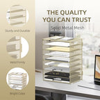 9-Tier Paper Organizer for Desk, Letter Tray with Handles, Golden Yellow - Image 3