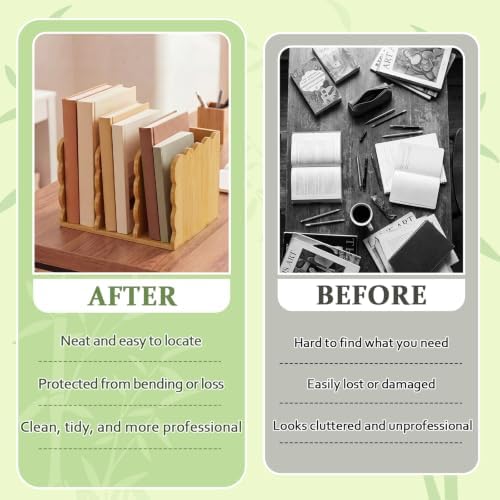 Novabright Scalloped Bamboo Wooden 3-compartment File Magazine Holder - Image 5