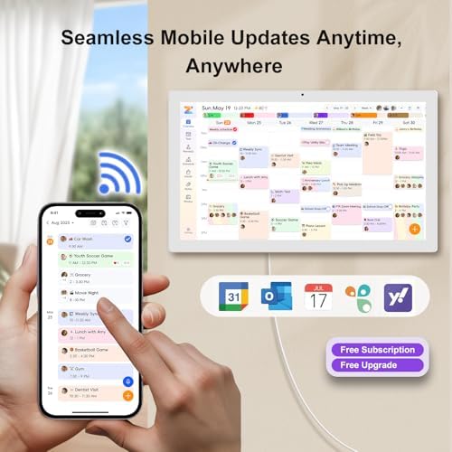 27 Inch Smart Digital Touch Screen Family Calendar, White - Image 3