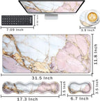 Keyboard Wrist Rest and Mouse Pad with Wrist Support Set Ergonomic Coaster,Memory Foam,Easy Typing Pain Relief,Large XL Desk Mat 31.5"x 11.8",Colorful Marble - Image 2