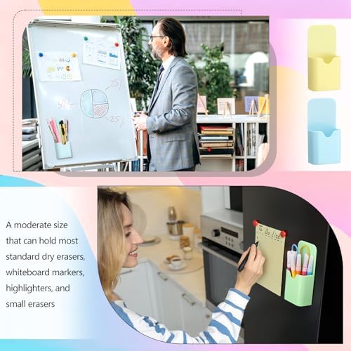 Novabright 48 Pack Magnetic Pen Marker Holder Bulk Wall Mounted Marker Organizer for Whiteboard, Fridge, Office for Dry Erase Markers, Pens, Erasers(Pastel Color) - Image 5