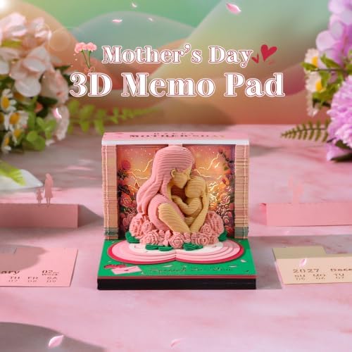 3D Memo Pad, 3D Calendar 2027, Time Piece Calendar, Tear-Off Calendars 2027, 3D Paper Carving Art Memo Pad, Art Carving Sticky Notes for Office Home Gifts Ornaments (Mother) - Image 2