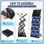 AmazingSpark Brochure Display Stand Foldable Magazine Rack Portable Double A4 Size Literature Brochure Holder Magazine Rack Metal 10 Pockets with Carrying Bag for Trade Show Exhibition Office (4-tier) - Image 3