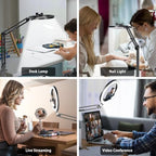 Upgrade Ring Light with Stand, Overhead Phone Mount for Desk, 10” Selfie Light with Stand Tripod for iPhone, Light with Phone Holder for Video Recording,Zoom Meeting,Live Streaming Tiktok,YouTube - Image 3